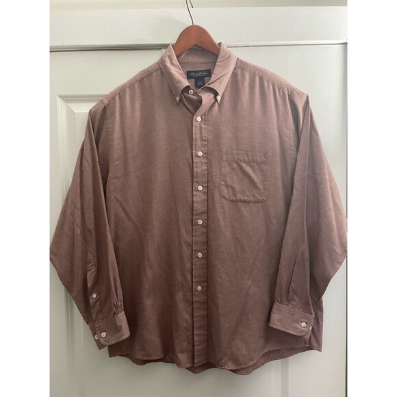 Brooks Brothers Shirt Mens Size XL Button Up Long Sleeve Red Knit Woven Cotton - Picture 1 of 12